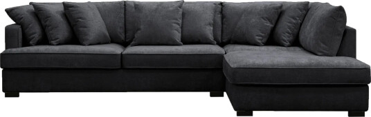 Rossita 4 seters Høyrevendt L formet Dyp Sjeselongsofa i Chenille Svart Rossita 4 seters Høyrevendt L formet Dyp Sjeselongsofa i Chenille Svart