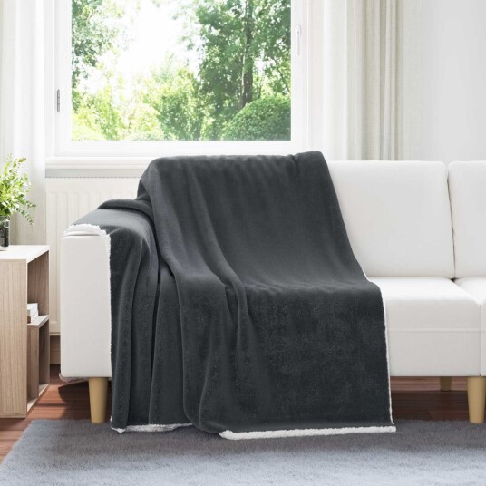 vidaXL Kastteppe Mørkegrå 150 x 200 cm Fleece