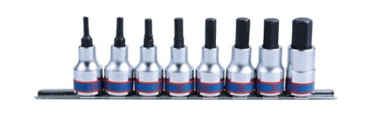 King Tony Set Med Underbandsstøtter 3/8" 8 Stk. H3 - H12, Krom, På Skinne King Tony Set Med Underbandsstøtter 3/8" 8 Stk. H3 - H12, Krom, På Skinne