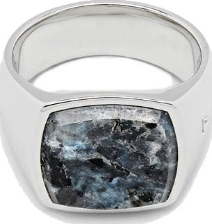 Tom Wood Jewellery Cushion Larvikite Ring Sølv male 68