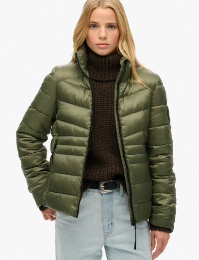 Superdry Sport Fuji Quilt Padded Jacket   Khaki green   XS