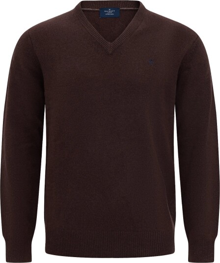 Hackett London Lambswool V Neck - EBONY BROWN - L