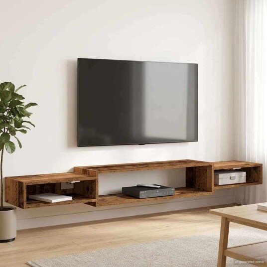 vidaXL Vegghengt TV-skap Veggmontert Gammelt tre 180 x 28 x 21 cm