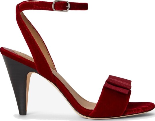 Lauren Ralph Lauren Gracy Bow-Trim Velvet Sandal - RALPH RED/RALPH R - 41