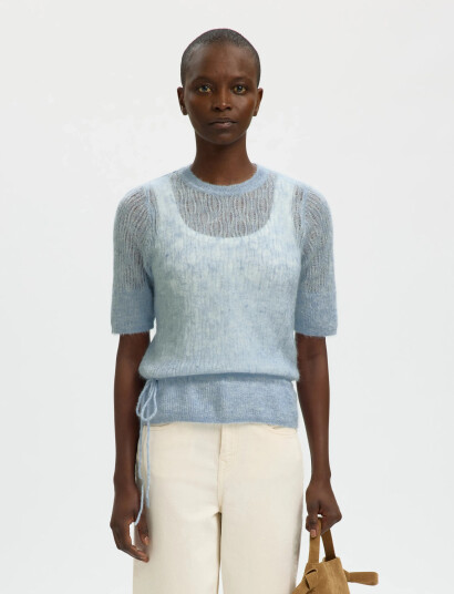 Selected Slfmayer 2/4 Knit O Neck Blue XS