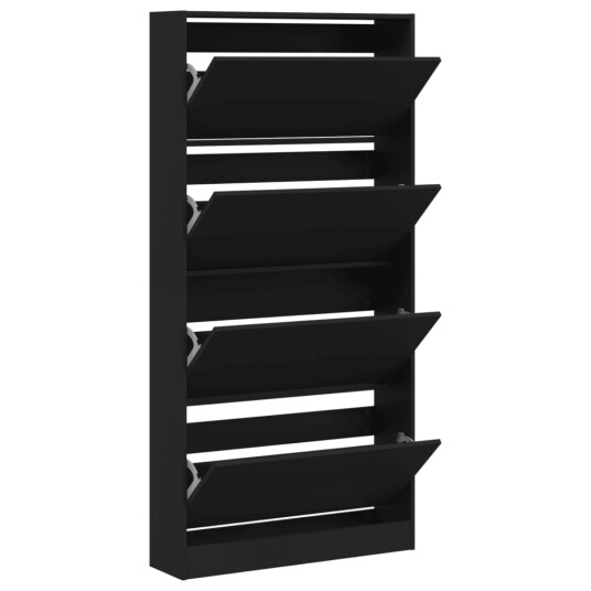 Skoskap med 4 vippeskuffer svart 80x21x163,5 cm 8721012385597