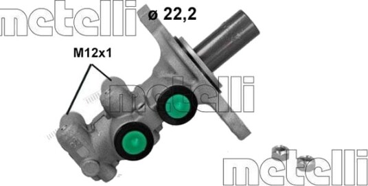 Hovedbremsesylinder METELLI 05 1262 Hovedbremsesylinder METELLI 05 1262