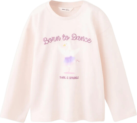 Mango Printed Cotton Blend T Shirt Pink 98