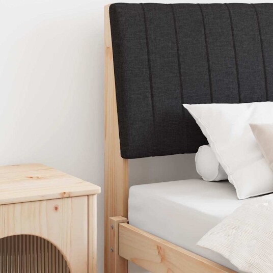 Polstret sengegavl Svart 100 cm Massiv furu