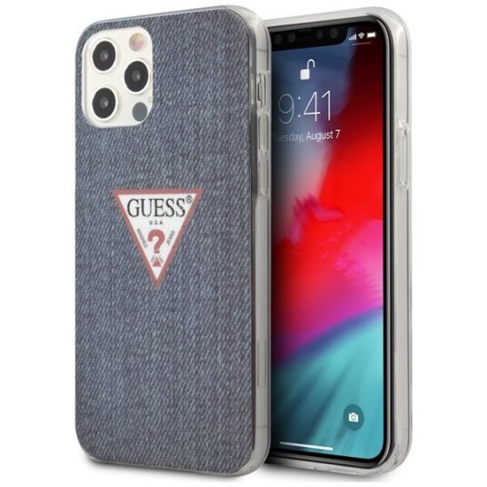 Originalt Frontpaneldeksel Guess Guhcp12lpcujuldb For Iphone 12 Pro Max Marineblå