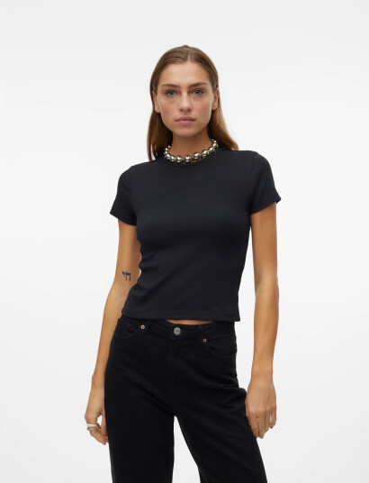 Vero Moda Vmchloe Ss Short Top Jrs Noos Black L Vero Moda Vmchloe Ss Short Top Jrs Noos Black L