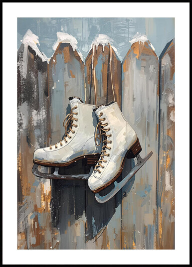 Schlittschuhe am Zaun Plakat Plakat / 70x100cm