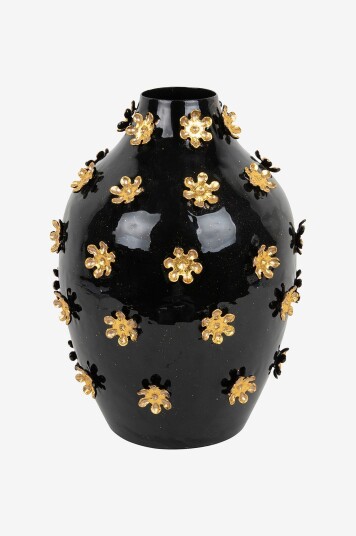 Present Time Vase Golden FlowerSvart