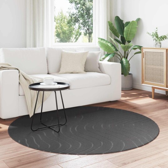 Områdetepper Rund PALMERAS Antrasitt Ø 160 CM Polyester