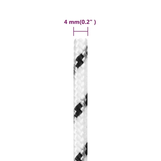  Flettet båttau hvit 4 mm x 50 m polyester