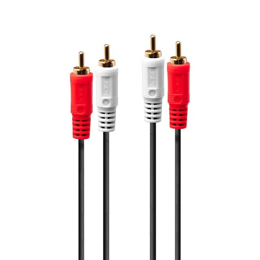 LINDY 35666 audio cable 20 m 2 x RCA Black Red W.. Factory Sealed