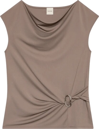 Calvin Klein Ss Crepe Jersey Cowl Nk Hardware Grey L