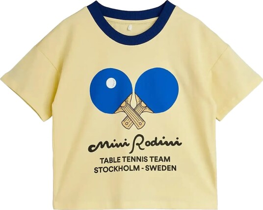 Mini Rodini Table Tennis Contrast Rib Sp Ss Tee   Yellow   80/86