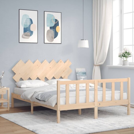 vidaXL Sengeramme med hodegavl 140x190 cm heltre