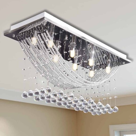 vidaXL Hvit taklampe med glitrende glasskrystalperler 8 x G9 29 cm vidaXL Hvit taklampe med glitrende glasskrystalperler 8 x G9 29 cm