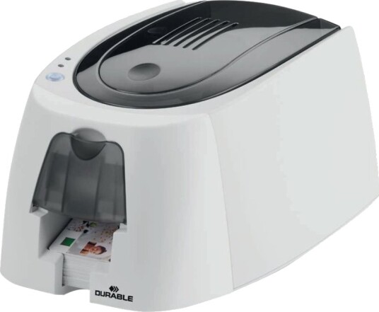 Durable Duracard Id 300   Plastkortskriver   Farge   Fargesublimering/Termooverføring   Cr 80 Card 85.6 X 54 Mm   260 X 300 Dpi   Inntil 325 Kort/Time Mono / Inntil 95 Kort/Time Farge   Kapasitet: 25 Kort   Usb 2.0