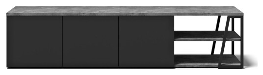 Temahome Albi TV-Bord 190, Betong/Svart metall, 190x45x45 Unoliving