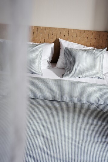 Jotex Dynetrekksett Dobbeltseng Økologisk Blå/hvit ESSA 21699810397
