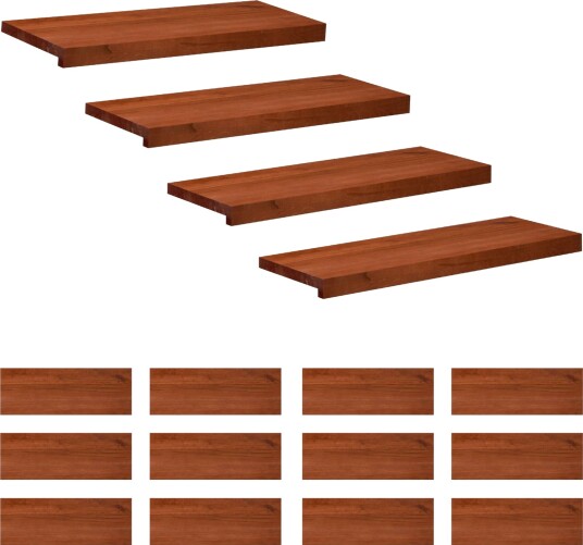 vidaXL Trappetrinn 16 stk. 80 x 25 x 2 cm Brun Massiv bøketre