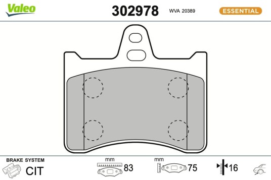 Bremseklosser VALEO 302978