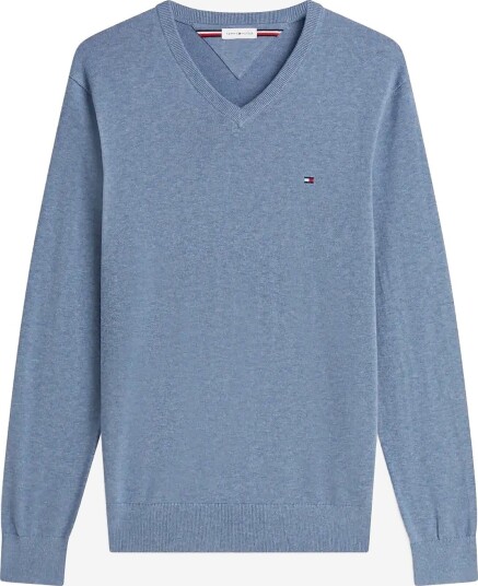 Tommy Hilfiger Essential Cotton V Neck BRISK BLUE HEATHER S