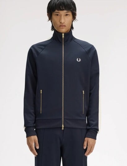 Fred Perry Cable Taped Track Jkt   Navy   S