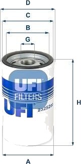 Oljefilter UFI 23.252.00 Oljefilter UFI 23.252.00