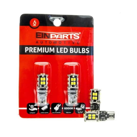 Einparts LED-pærer W5W 14 SMD 3020 6000K CANBUS 2 STK Einparts LED-pærer W5W 14 SMD 3020 6000K CANBUS 2 STK