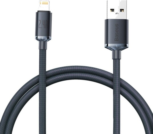 Baseus Crystal Shine 1,2m USB til Lightning kabel svart 2,4A