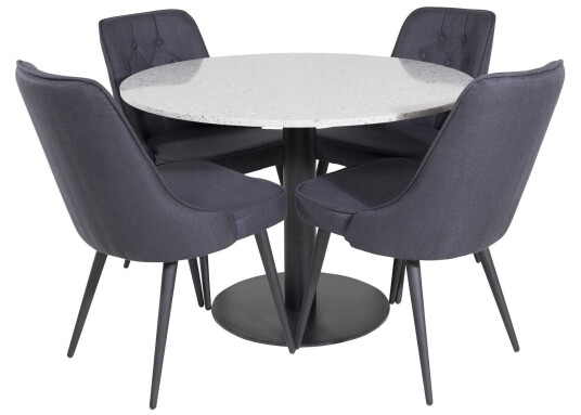 Venture Design Razzia & Velvet spisegruppe Grå/svart 4 st stoler & bord 106 cm