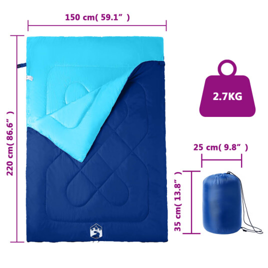 vidaXL Dobbel sovepose med puter for voksne camping 3-4 sesonger vidaXL Dobbel sovepose med puter for voksne camping 3-4 sesonger