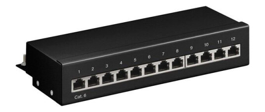 CAT 6 Mini/Desktop Patch Panel 12 Port black - S