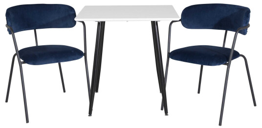 Venture Design Polar & Arrow spisegruppe Hvit/blå 2 st stoler & bord 75 x 75 cm