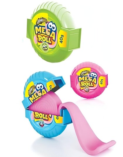 1 stk Mega Roll Bubble Gum Assorterte Tyggegummiruller i 3 Smaker 40 gram 1 stk Mega Roll Bubble Gum Assorterte Tyggegummiruller i 3 Smaker 40 gram