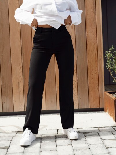 Only Raffy-Yo Life Mid Straight Pant Sort XS/32