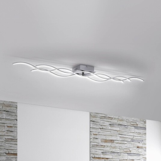 JUST LIGHT. GmbH LED-taklampe Wave, Aluminium / grå / sink, Stue / spisestue, Aluminium, Moderne