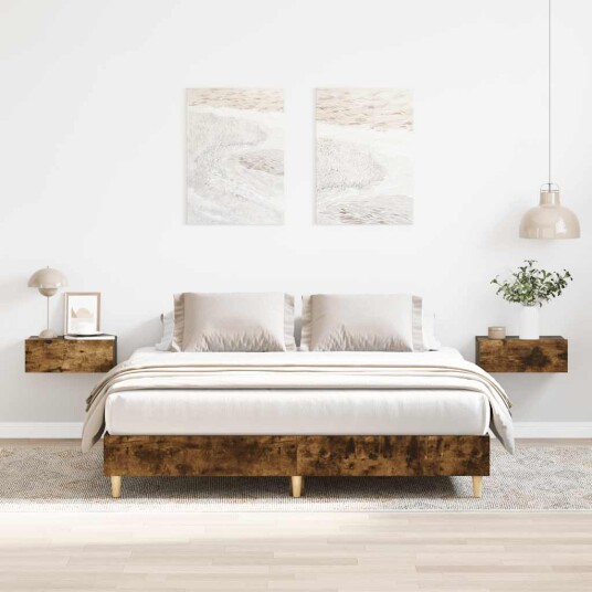  Sengeramme uten madrass røkt eik 140x200 cm konstruert tre 3328721