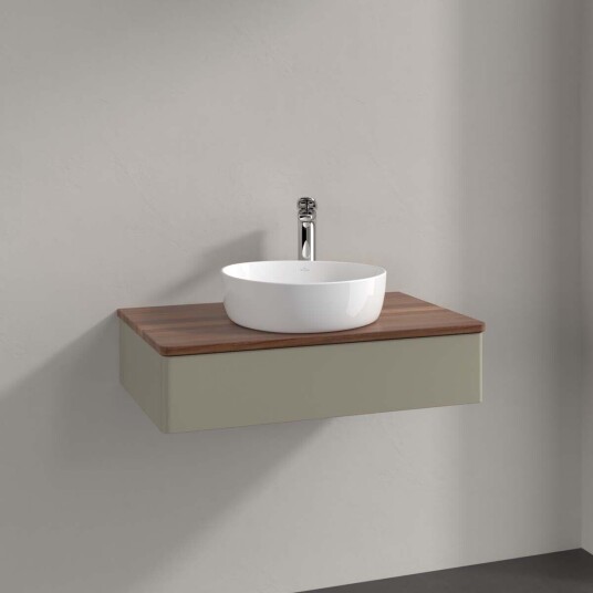 Villeroy & Boch Antao Servantskap med 1 skuff 80x50x19 cm m/lys Steingrå/Valnøtt