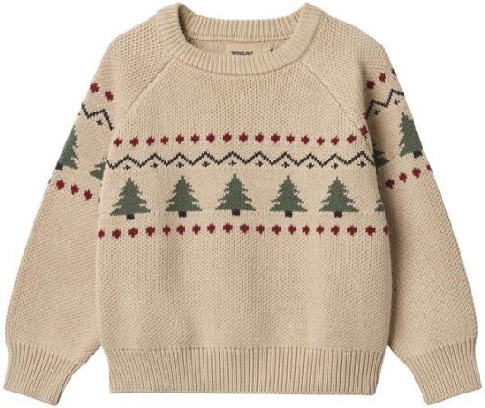 Wheat Warm Sand Jacquard Pullover Balou 4 år/104