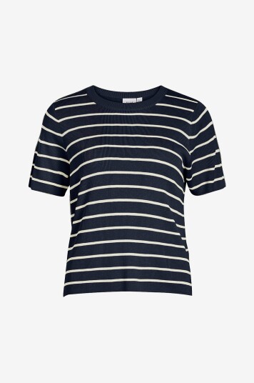 Vila Genser viFulina O neck S/S Knit Top Blå