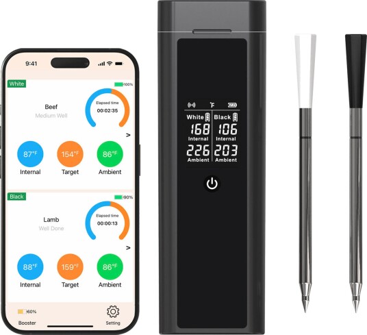 Bluegaz Trådløst grilltermometer med 2 sonder, svart Bluegaz Trådløst grilltermometer med 2 sonder, svart