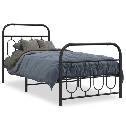  Sengeramme i metall med hode- og fotgavl svart 80x200 cm 8721102645969