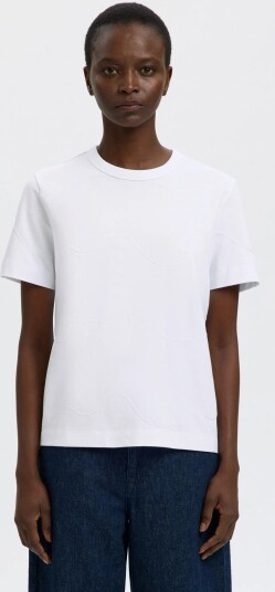 Selected Slfmila Ss Embroidery Tee   White   XS