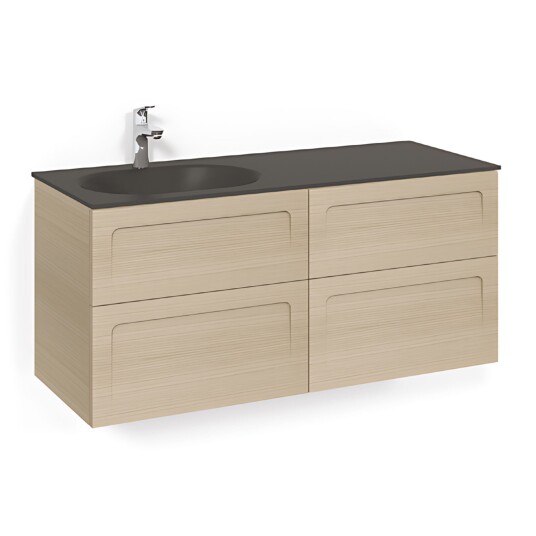 Macro Design Crown Servantskap 4-skuff - med Venstre Glasservant 120cm Eik / Shape Glass Edge Svart Macro Design Crown Servantskap 4-skuff - med Venstre Glasservant 120cm Eik / Shape Glass Edge Svart