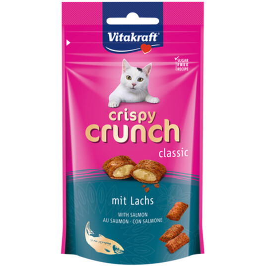Vitakraft Crispy Crunch Laks 60 g Kattegodteri - Belønningsgodbiter for Katter